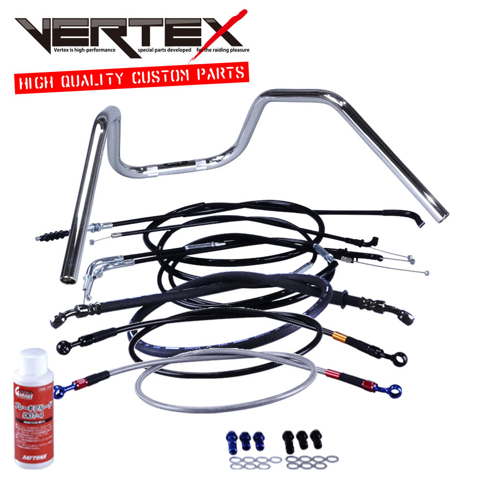 GT380 B3-B7 1973-78 / Late Model 6-Bend Up Handlebar Set - Black Wire