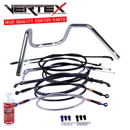GT380 B3-B7 1973-78 / Late Model 6-Bend Up Handlebar Set - Black Wire