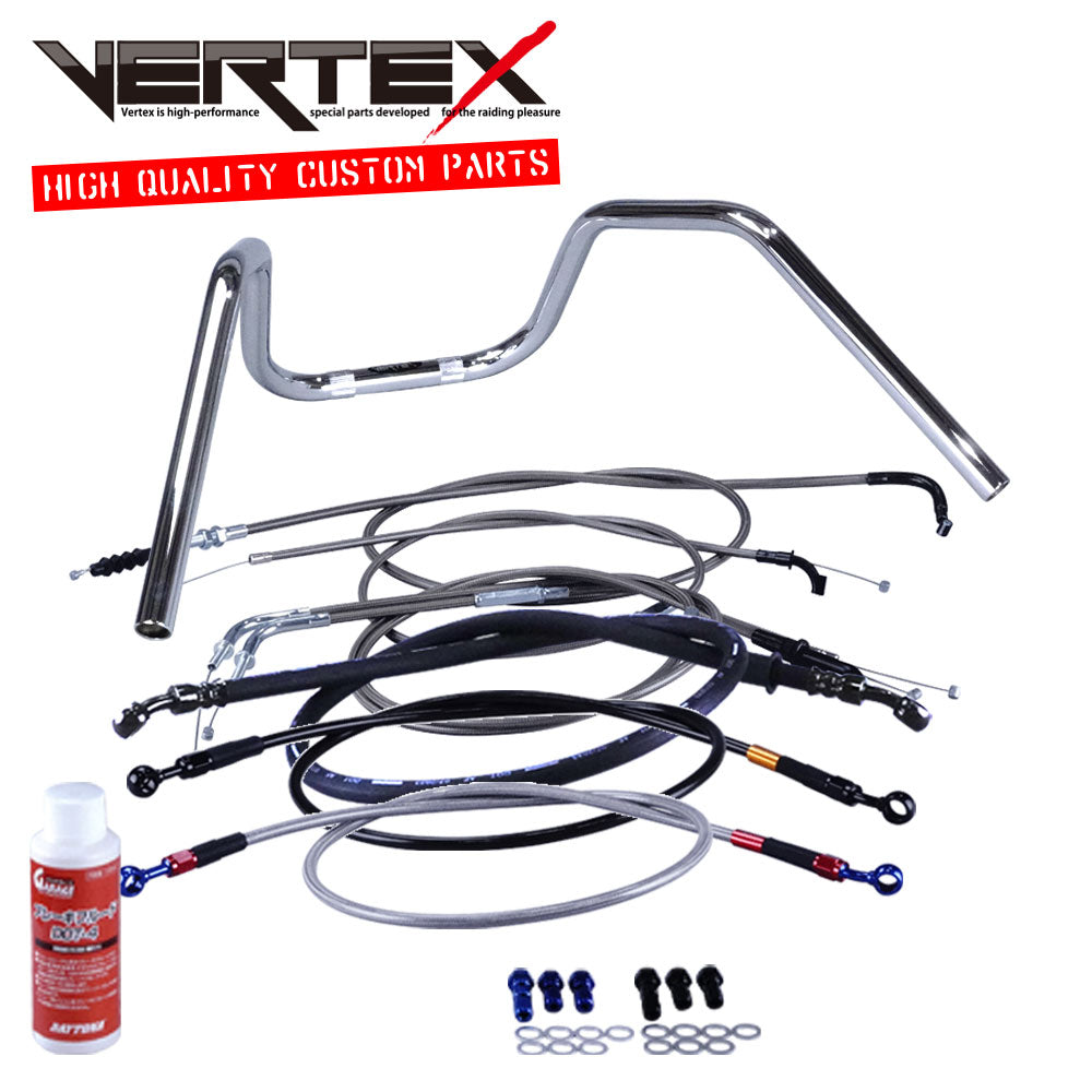 GSX250E Katana (Zari/Goki) GJ51 6-bend Up Handlebar Set Black Mesh Dark Mesh Wires