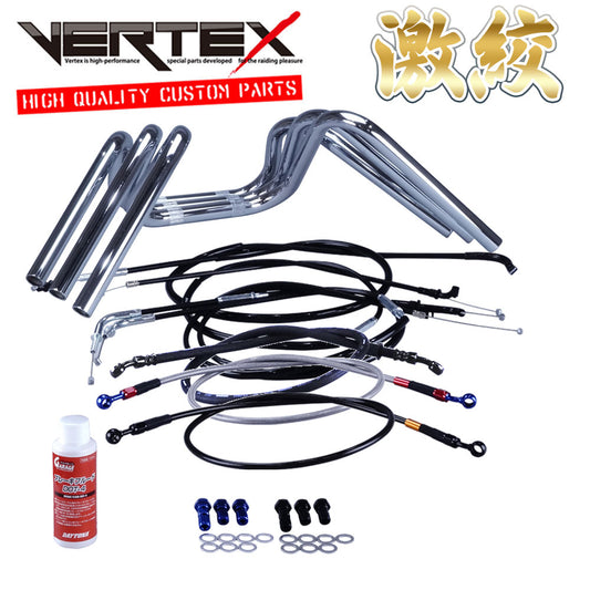 GT380 B3-B7 73-78年/後期型 激絞りアップハンドル セット ブラック ワイヤー