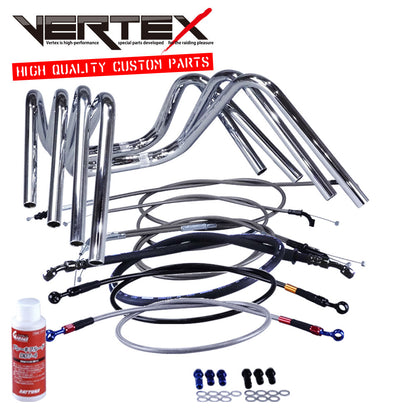 XJ400/E/D 80-83年 しぼりアップハンドル セット ブラックメッシュ ダークメッシュ ワイヤー