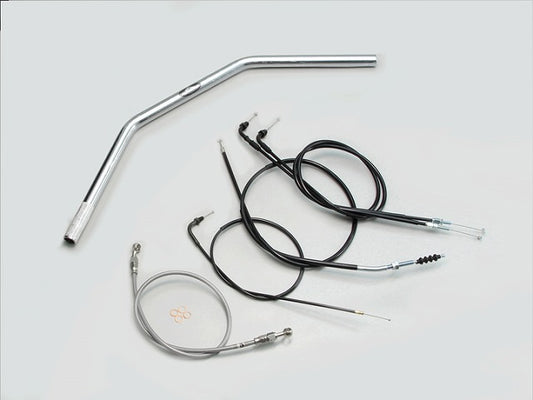 フラット3型 ハンドルセット クロームメッキ GB250クラブマン (90-94 MC10-1300001-1499999)