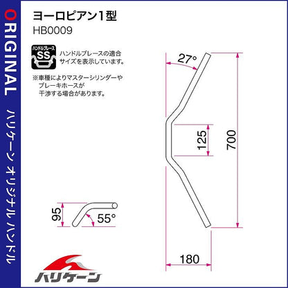 European 1 Type Handlebar Set Black CB250R (non-ABS)