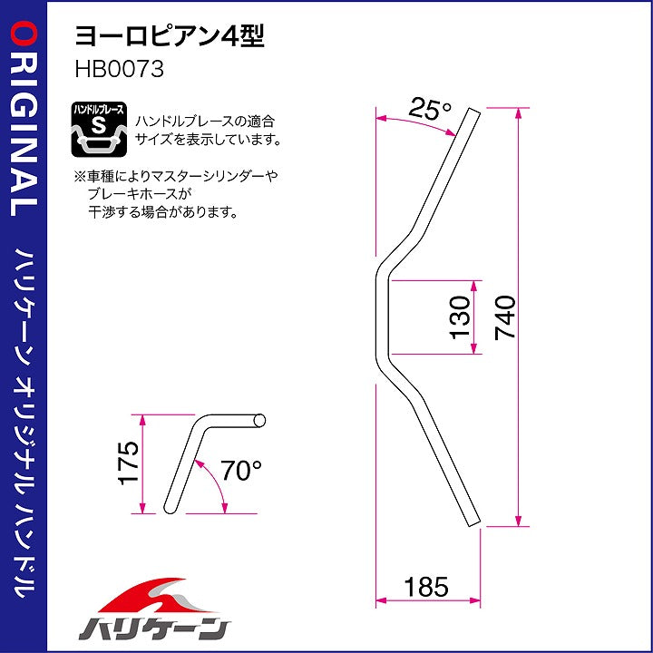 ヨーロピアン4型 ハンドルセット クロームメッキ CB1300SB