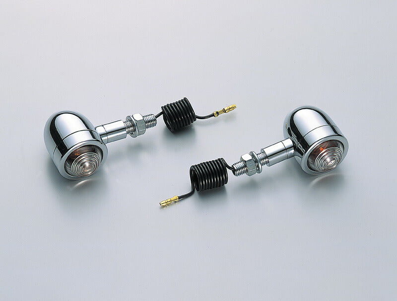 ミニブレットウインカー クリアレンズ 取付ボルト25mm.12V23W シングル球 2ヶ入 汎用