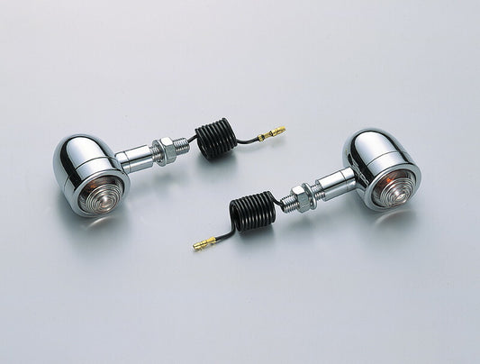 ミニブレットウインカー クリアレンズ 取付ボルト25mm.12V15W シングル球 2ヶ入 汎用