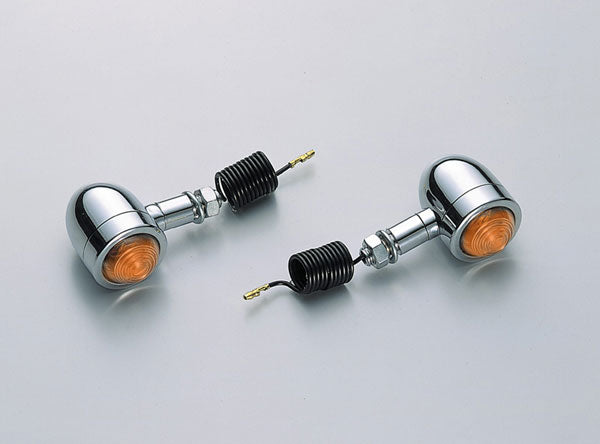 ミニブレットウインカー オレンジレンズ 取付ボルト16mm.12V23W シングル球 2ヶ入 汎用