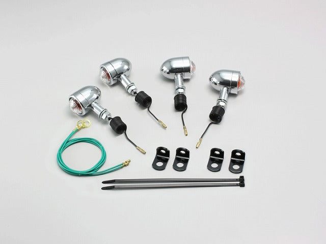 ミニブレットウインカーキット クリアレンズ 12V10W×4個 バイト