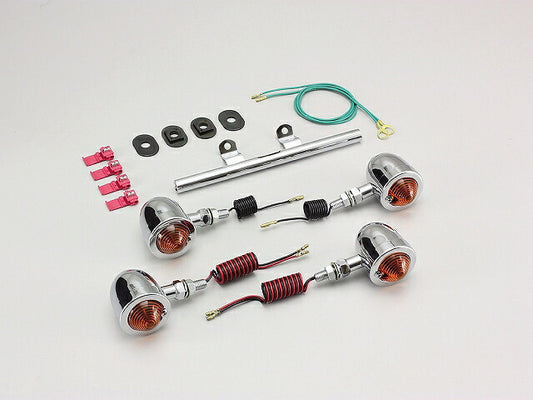 ブレットウインカーキット オレンジレンズ ステムマウント ダブル球/シングル球 各2ヶ入 スティード400/600(VLX,VCL)