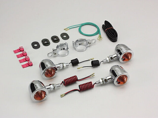 ブレットウインカーキット オレンジレンズ フォークマウント ダブル球/シングル球 各2ヶ入 スティード400/600