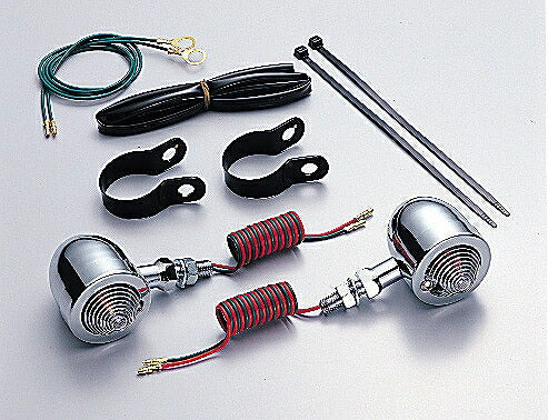 ブレットウインカーキット クリアレンズ ダブル球 12V23/8W 2ヶ入 汎用