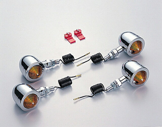 ブレットウインカーキット オレンジレンズ シングル球 12V23W 4ヶ入 ビラーゴ250/400他 汎用