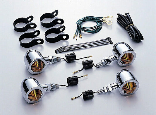 ブレットウインカーキット オレンジレンズ 12V15W球 4ヶ入 ドラッグスター400/1100 クラシック不可