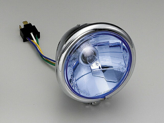 4.5マルチリフレクターヘッドライト ブルーレンズ クロームメッキボディ 12V35/35Wハロゲンバルブ