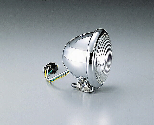 4.5ベーツタイプヘッドライト クロームメッキ 4.5インチ 12V35/35Wハロゲンバルブ 汎用 H4カプラ付