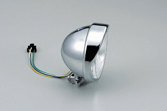5.5-inch Bates Visor Type Headlight, Chrome Plated, 5.5-inch H4 Bulb 12V 60/55W, Universal