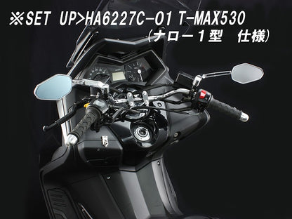 オクタゴンミラー オフセットアーム クロームメッキ 75×124mm 1個 左右共用 軽量樹脂 角度調整
