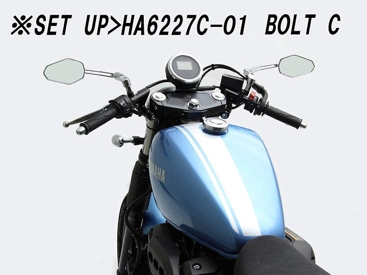 オクタゴンミラー オフセットアーム クロームメッキ 75×124mm 1個 左右共用 軽量樹脂 角度調整