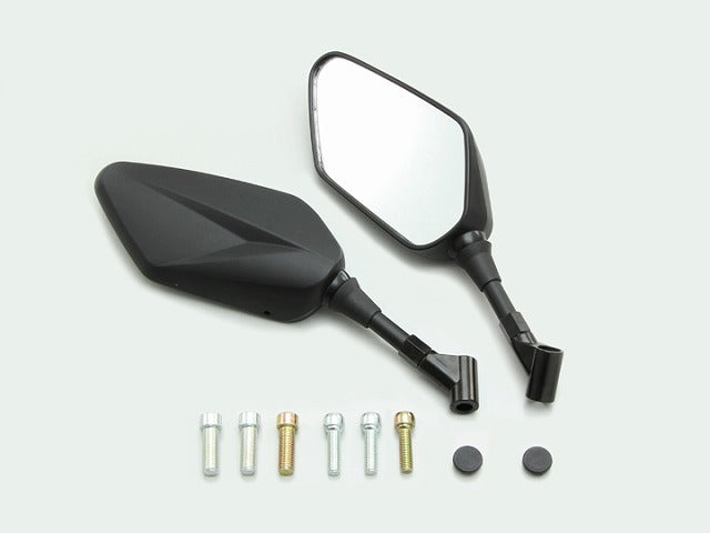 Vブレードミラータイプ2 ブラック 軽量樹脂ボディ ステー部スチール製 凸面レンズ採用 汎用 左右1セット 取付ネジM8/M10