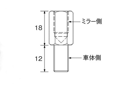 ミラーアダプター ブラック 高さ18mm 1個入 M10左右 高さ合わせ用