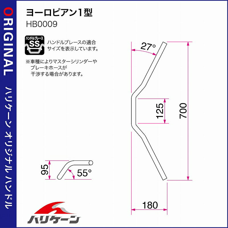 ヨーロピアン1型 キット専用ハンドル ブラック Ninja ニンジャ250/R