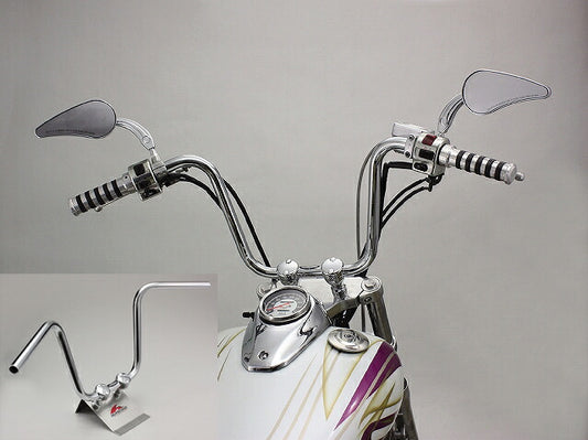 ワイドハンガー ハンドルバー クロームメッキ 外径φ25.4mm 内径φ21mm.全高290mm 全巾870mm