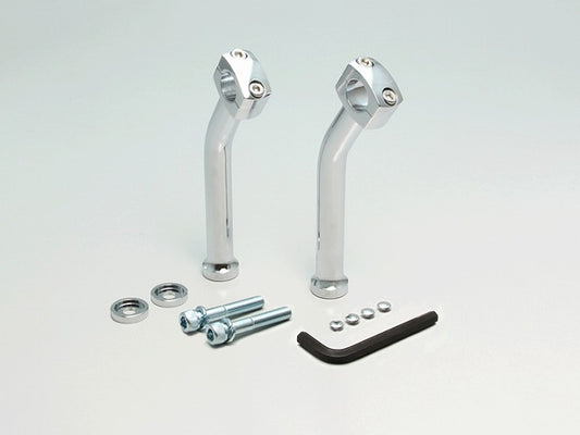 Riser Post Pullback, Chrome Plated, 8-inch, for φ25.4mm Handlebars: DragStar 4/11/Classic, Shadow/Slasher, Steed, Magna 250, Intruder Classic, Vulcan/Classic, and others.