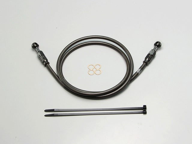 SURE SYSTEM LINE Brake Hose Mesh L-Type Black Length 140cm Full Stainless Steel