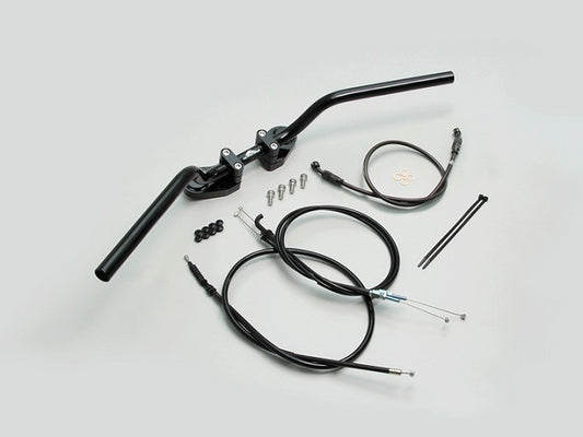 ヨーロピアン1型 バーハンドルセット オール ブラック ハンドルスイッチ穴加工済 Ninja250R(-12)