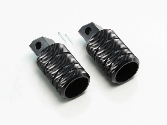 フットヘﾟグ ローレット フロント ブラックアルマイト アルミ削り出し 外径φ45mm レブル250(MC49) レブル500(PC60)