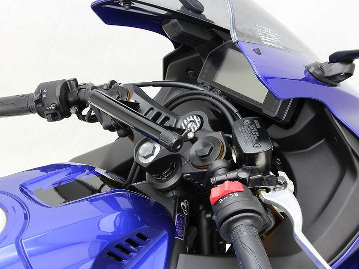 Clamp Bar with USB Power Supply, Black, Bar Outer Diameter φ22.2mm for YZF-R25 ABS, YZF-R3 ABS Handlebars