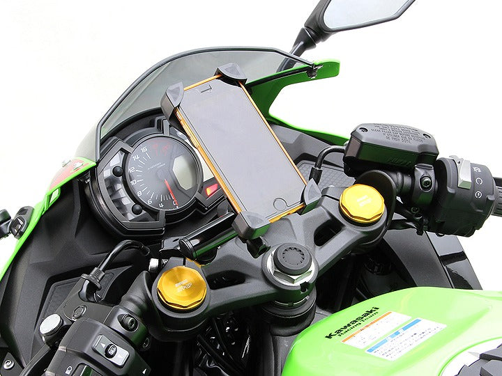 クランプバー ブラック 黒 外径φ22.2mm/68mm Ninja ニンジャ ZX-25R ZX-25RSE ナビ モバイル スマホ ETC 取付