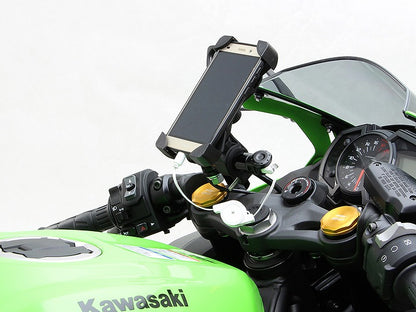 クランプバー USB電源付 ブラック 黒 外径φ22.2mm/68mm Ninja ニンジャ ZX-25R ZX-25RSE ナビ モバイル スマホ ETC 取付