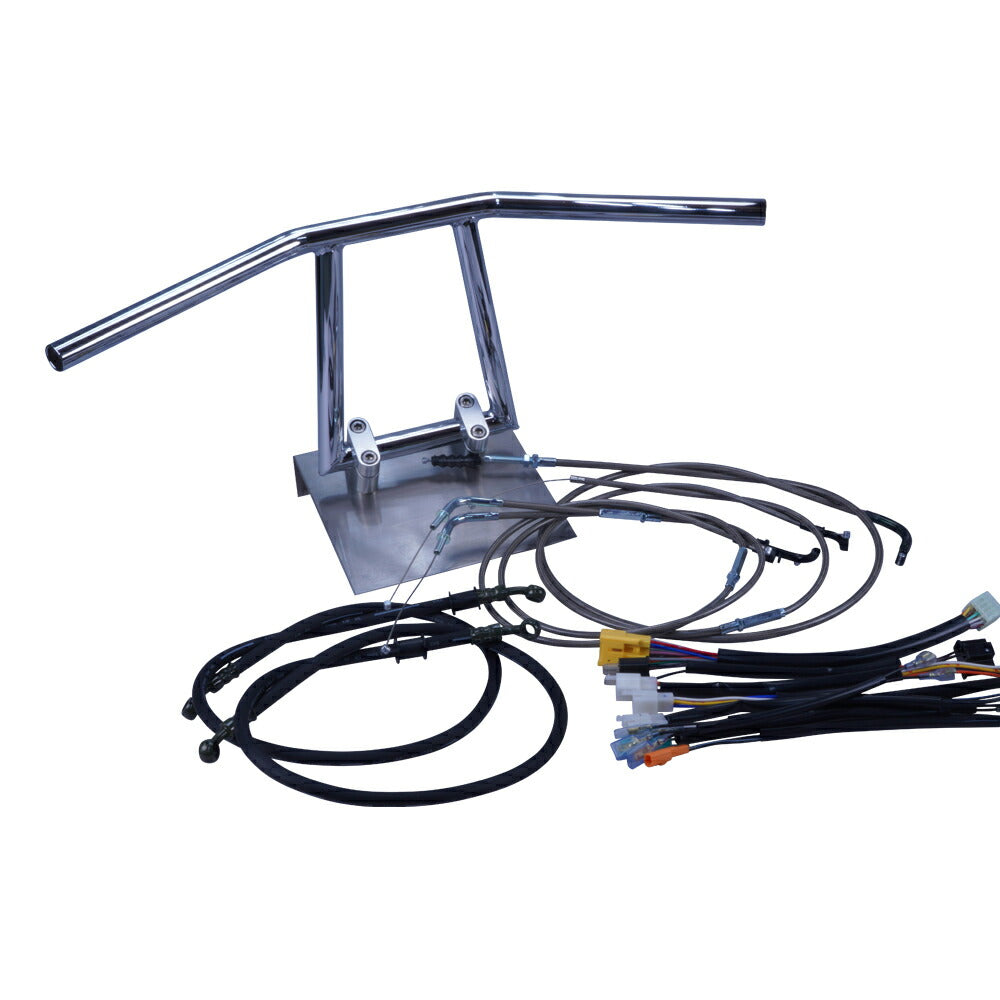 TW200/E 87-99年 2JL アローハンドル セット メッキ ブラックメッシュ ダークメッシュ ワイヤー