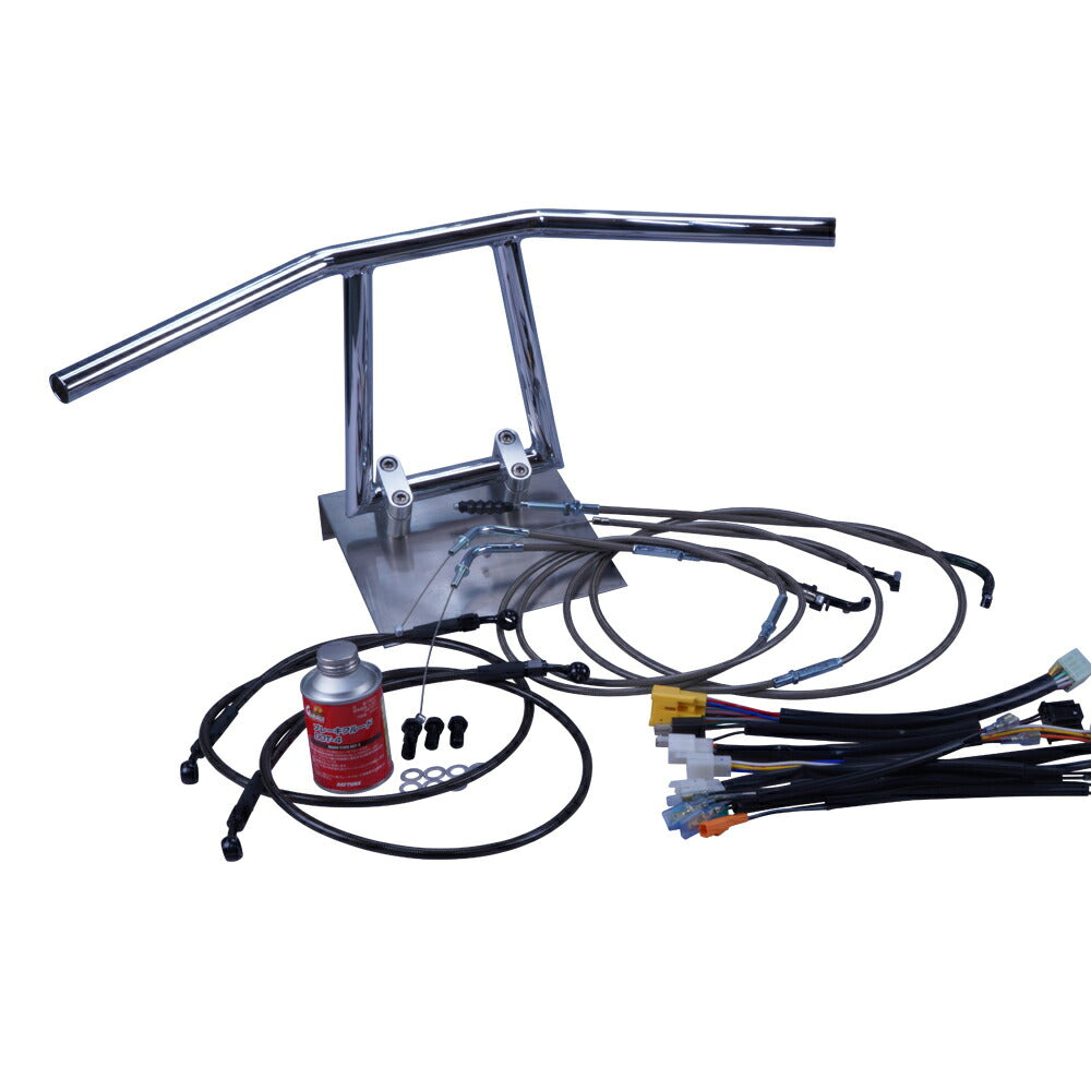 XJR400 93-94年 4HM アローハンドル セット メッキ ブラックメッシュ ダークメッシュ ワイヤー