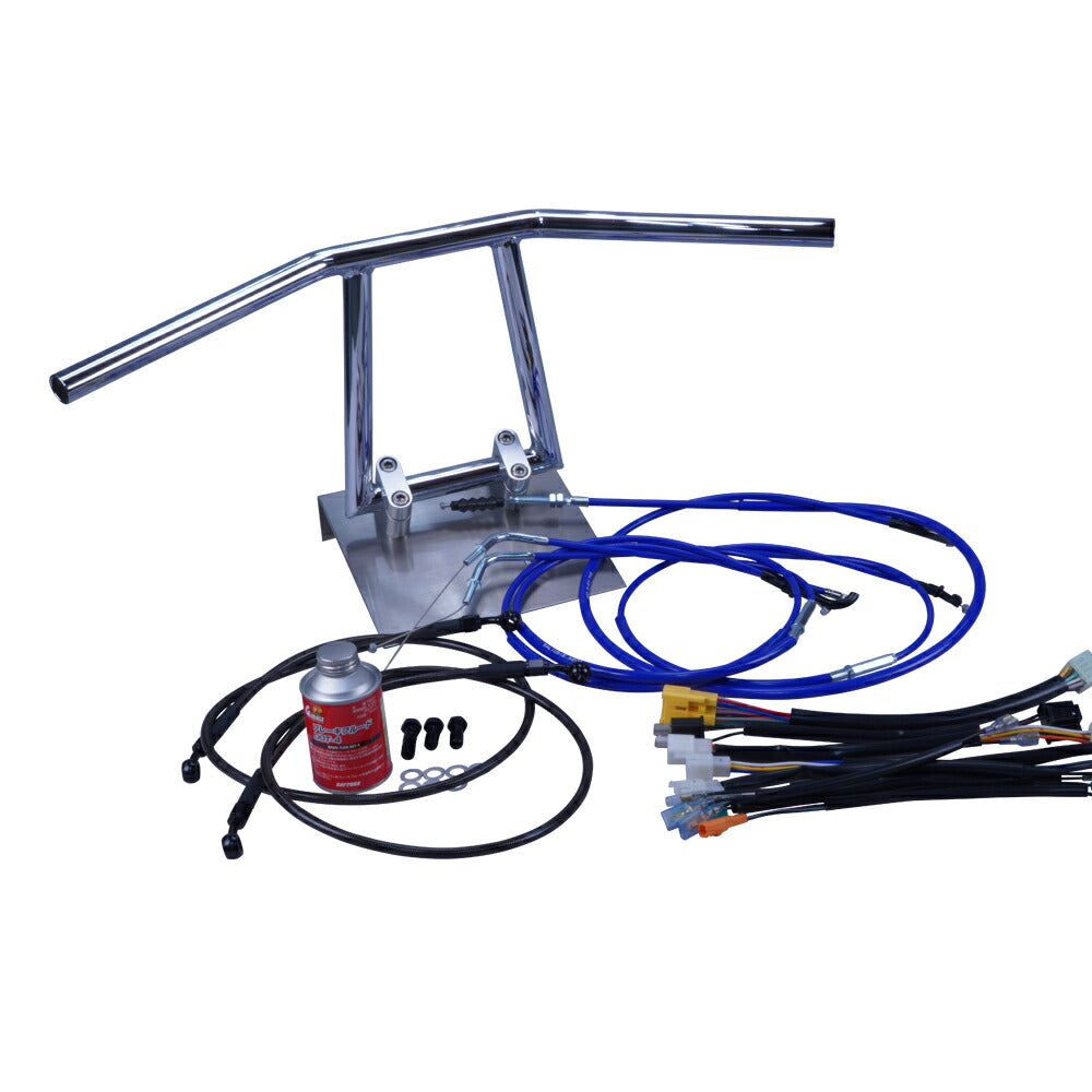 ZRX400/2 94-03年 ZR400E アローハンドル セット メッキ カラー ワイヤー