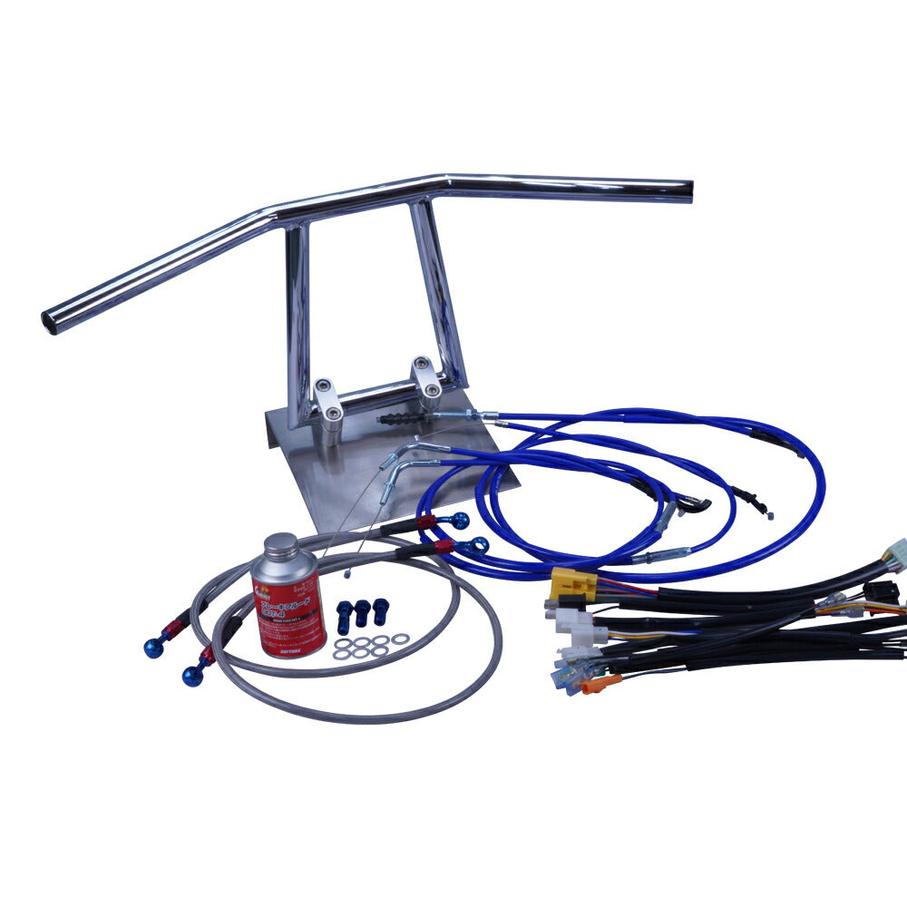 ZRX400/2 94-03年 ZR400E アローハンドル セット メッキ カラー ワイヤー