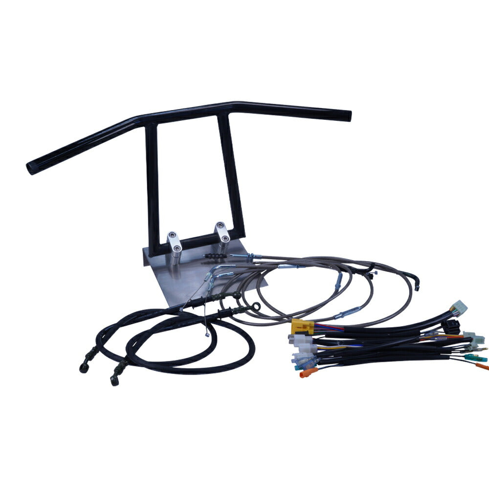 TW200E 00-01年 DG07J アローハンドル セット ブラックメッキ ブラックメッシュ ダークメッシュ ワイヤー