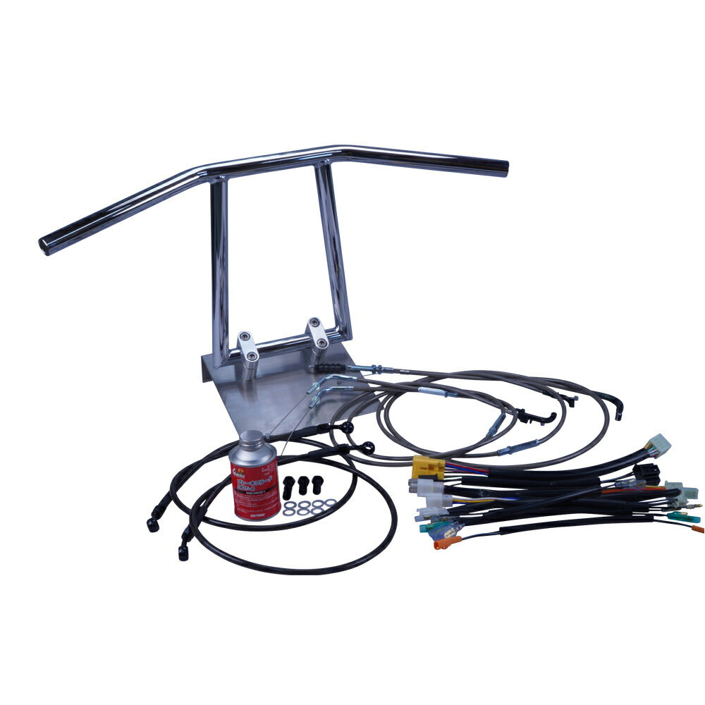 CB400F 初期 74-77年 アローハンドル セット メッキ ブラックメッシュ ダークメッシュ ワイヤー