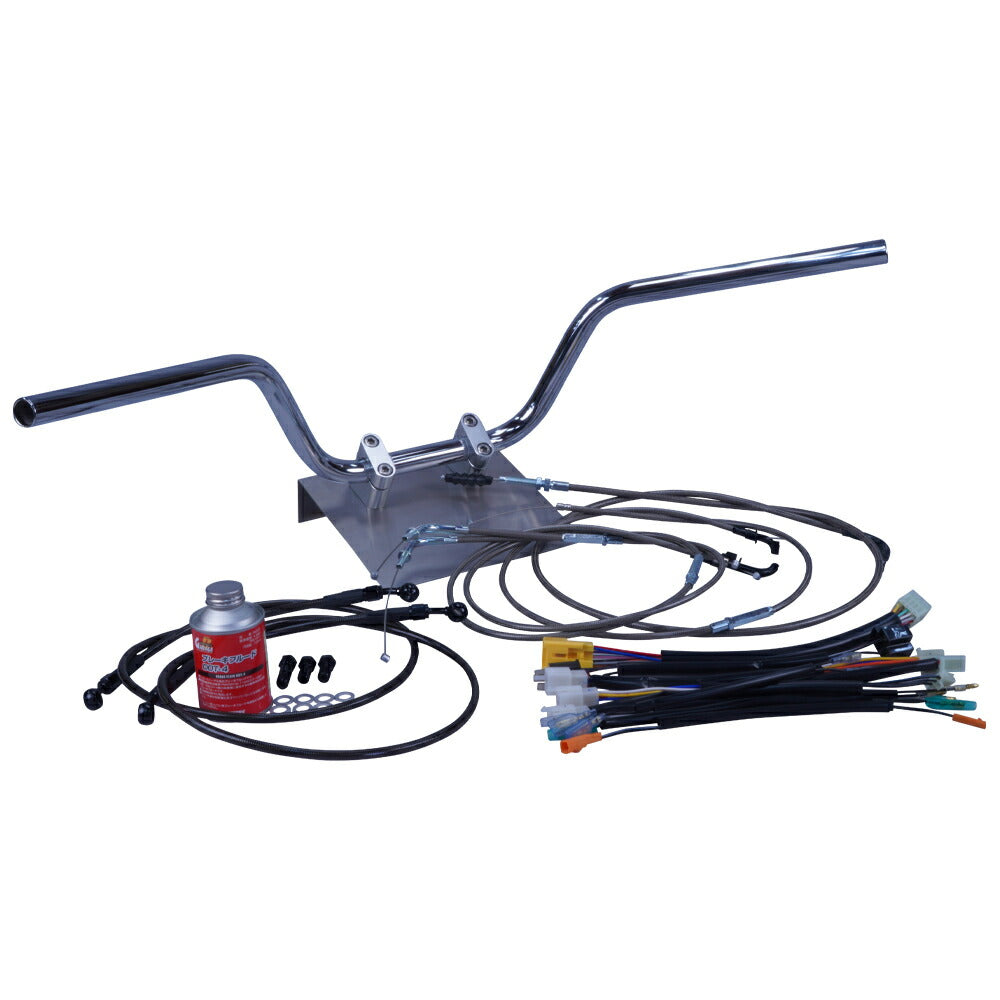 XJR400R 98-00年 4HM クルージング ハンドル セット ブラックメッシュ ダークメッシュ ワイヤー