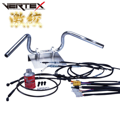 TW200E 00-07年 DG07J 激絞りアップハンドル セット ブラック ワイヤー