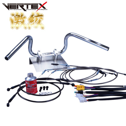 XJR400R 98-00年 4HM 激絞りアップハンドル セット ブラックメッシュ ダークメッシュ ワイヤー