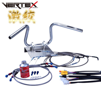 Z250FT A3 81年 KZ250A 激絞りアップハンドル セット ブラックメッシュ ダークメッシュ ワイヤー