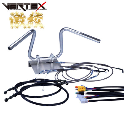 XJR400 93-94年 4HM 激絞りアップハンドル セット ブラックメッシュ ダークメッシュ ワイヤー