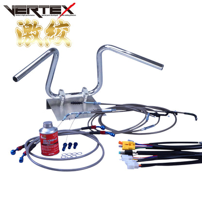 XJR400R 98-00年 4HM 激絞りアップハンドル セット ブラックメッシュ ダークメッシュ ワイヤー