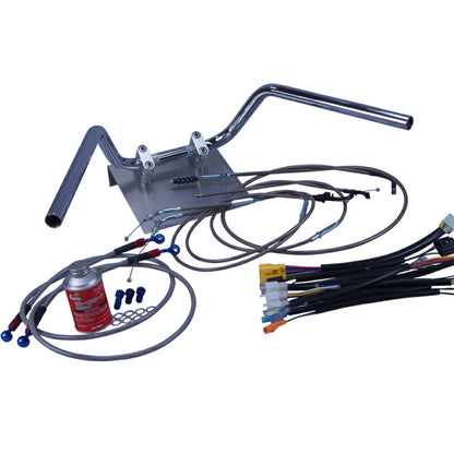 XR50/100モタード 05-07年 AD14HD13 ミニ鬼アップハンドル セット ブラックメッシュ ダークメッシュ ワイヤー