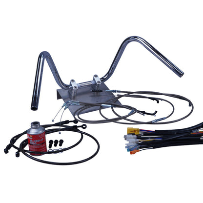 XR50/100モタード 05-07年 AD14HD13 ミニしぼりアップハンドル セット ブラックメッシュ ダークメッシュ ワイヤー