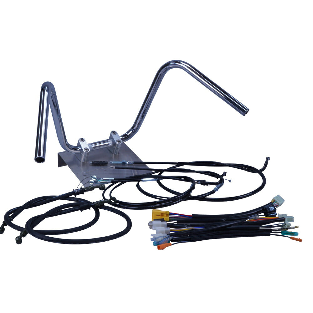 エイプ50/100 01-07年 AC16 HC07 ミニしぼりアップハンドル セット ブラック ワイヤー