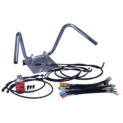 XR50/100モタード 05-07年 AD14HD13 ミニしぼりアップハンドル セット ブラック ワイヤー