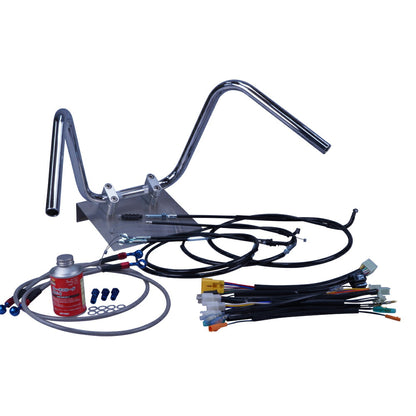 XR50/100モタード 05-07年 AD14HD13 ミニしぼりアップハンドル セット ブラック ワイヤー